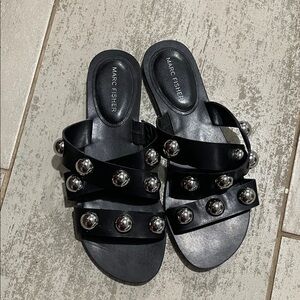 Marc Fisher Black Sandals with Silver Accents